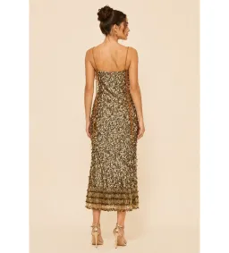 Rachel Gilbert Posie Midi Dress in Gold Size 3/AU12 for rent on The Volte - image 2