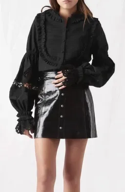 Aje Pallenberg Patent Leather Mini Skirt Black Size 10 / M for rent on The Volte - image 1