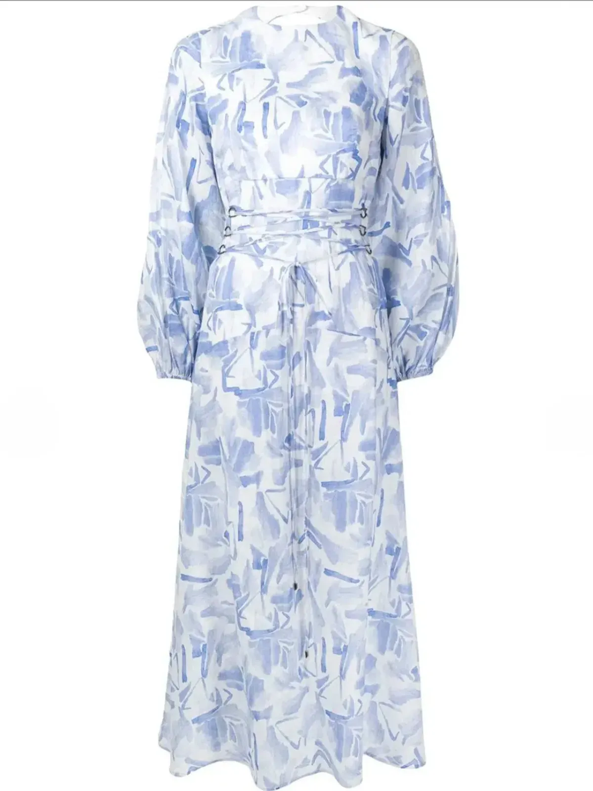 Rachel Gilbert Faris Abstract Print Dress Blue/White Size 3/AU 14 - Image 6