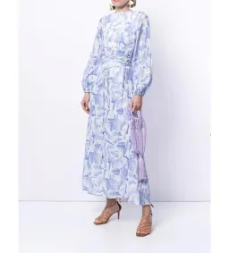 Rachel Gilbert Faris Abstract Print Dress Blue/White Size 3/AU12 for rent on The Volte - image 1