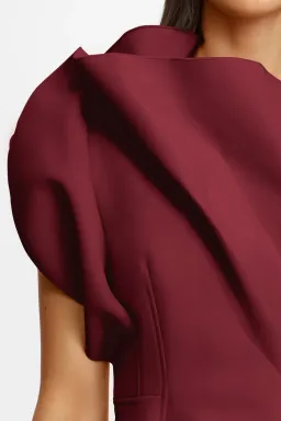 Acler Hawkley Midi Dress Bordeaux Size 10 for rent on The Volte - image 3
