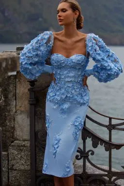 Alamour The Label Ginvra 3D Flower Dress Blue Size M /Au 10 for rent on The Volte - image 2