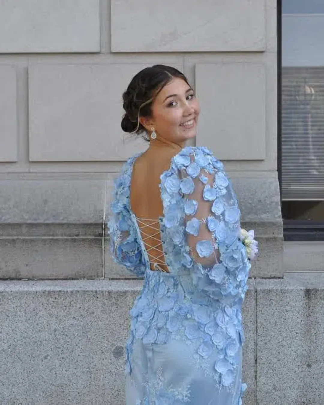 Alamour The Label Ginvra 3D Flower Dress Blue Size M /Au 10 for rent on The Volte - main image