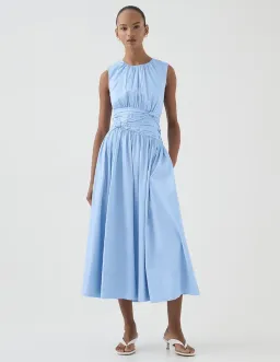 Aje Agatha Knot Midi Dress Powder Blue Size AU 12 for rent on The Volte - image 1