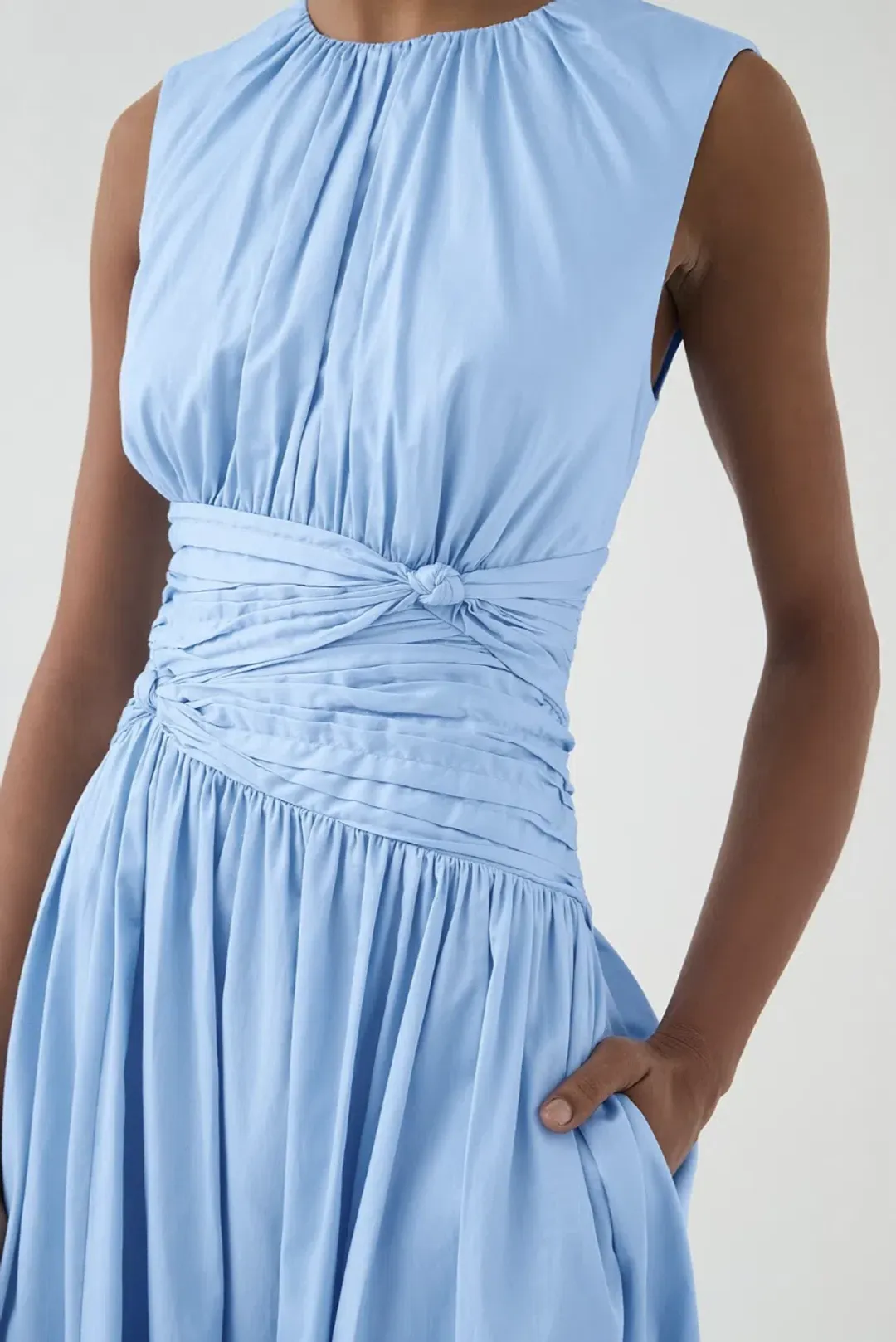 Aje Agatha Knot Midi Dress Powder Blue Size AU 12 for rent on The Volte - main image