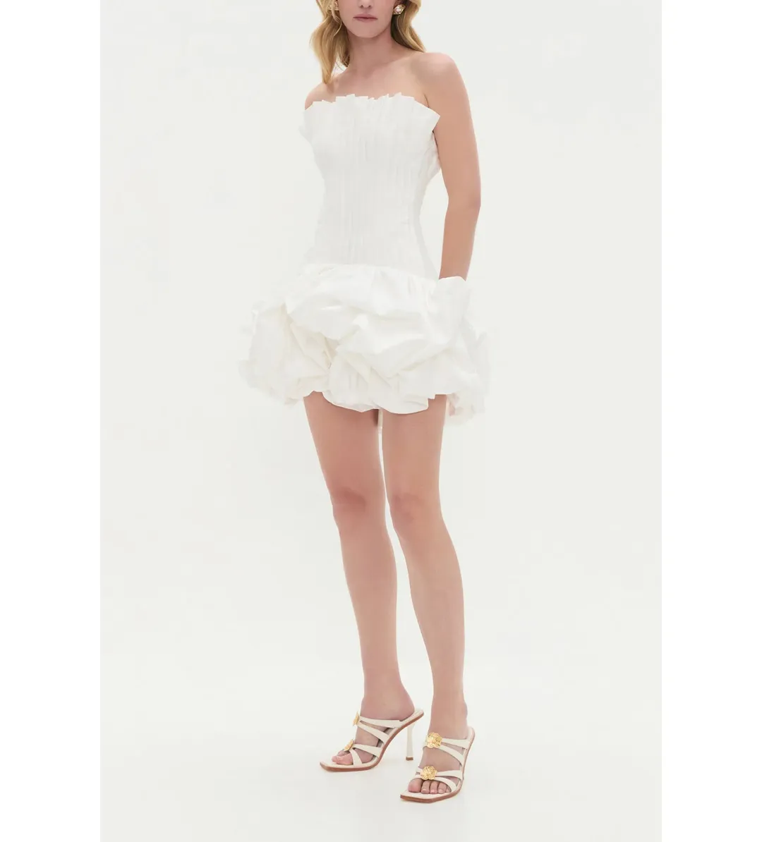 Aje Ivy Bubble Hem Dress Ivory Size 6 for rent on The Volte - main image