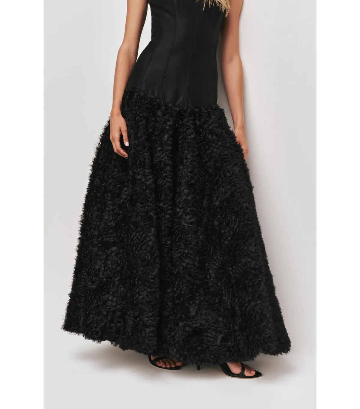Aje Colette Corset Textured Maxi Dress Black Size AU 14 - Image 3