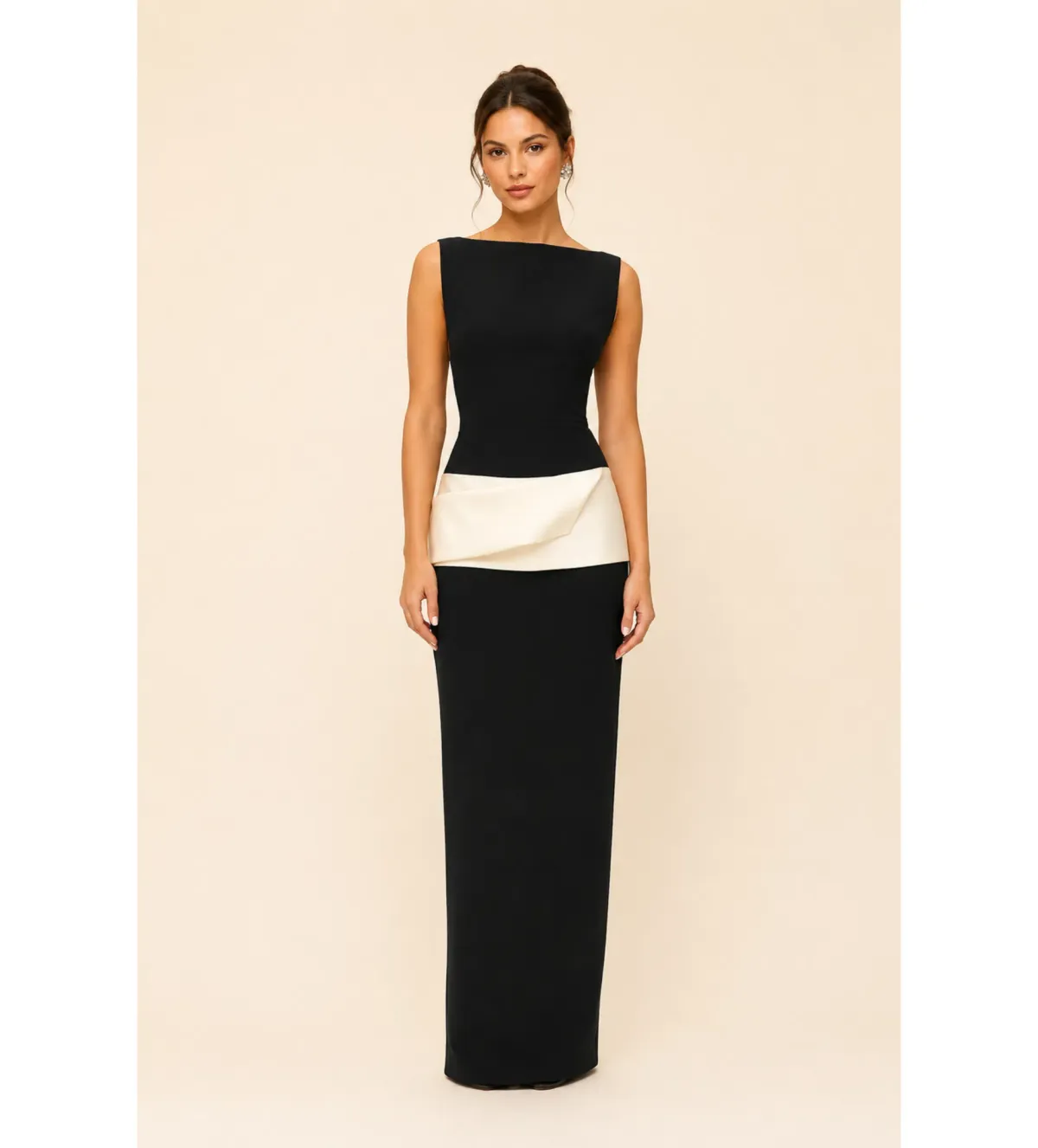 Rachel Gilbert Rikki Maxi Gown in Black/Ivory Size AU10 for rent on The Volte - main image