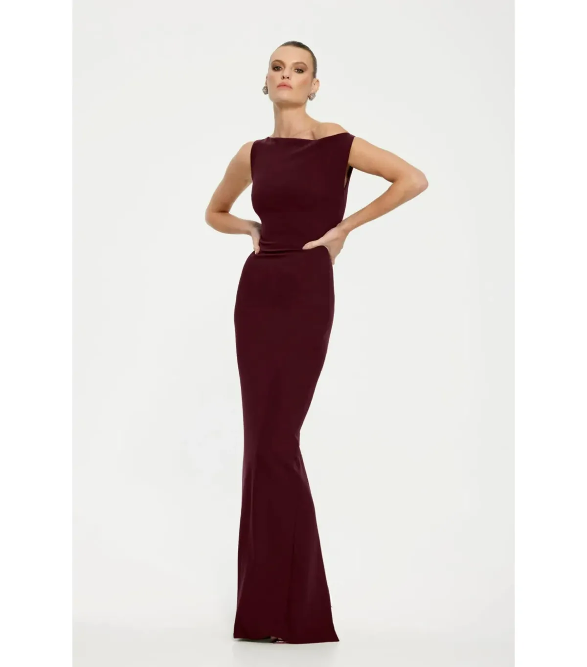 Effie Kats Inaya Maxi Gown in Wine Size AU 10 - Image 1