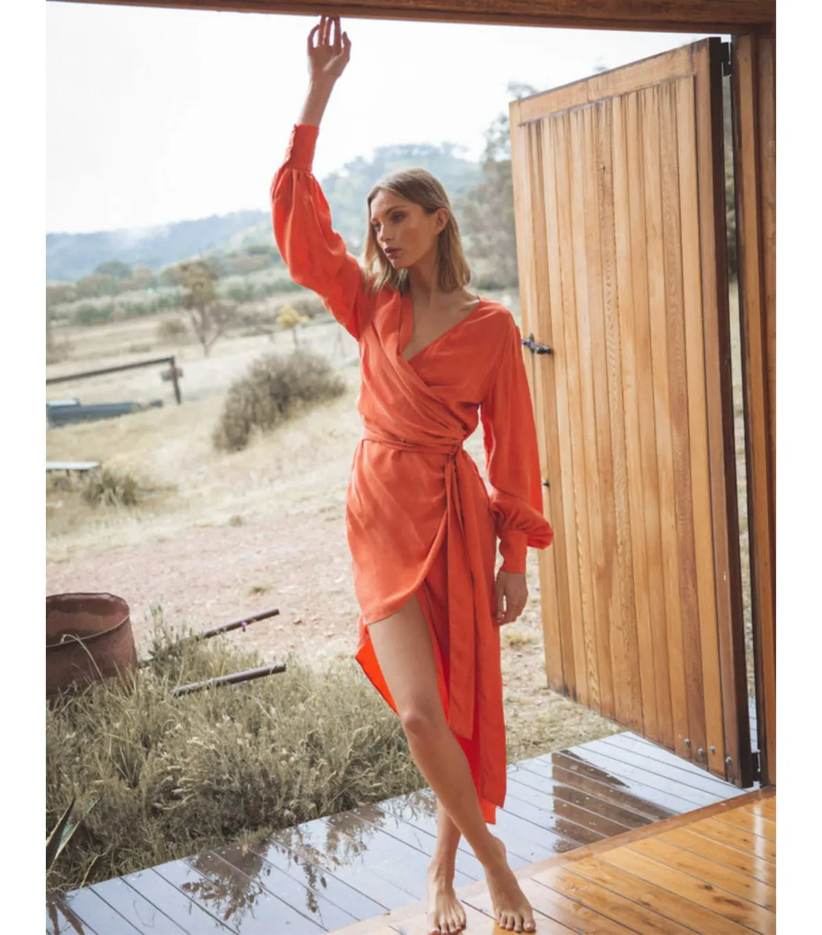Winona Mirabelle Asymmetrical Dress Orange Size AU 8 - Image 1