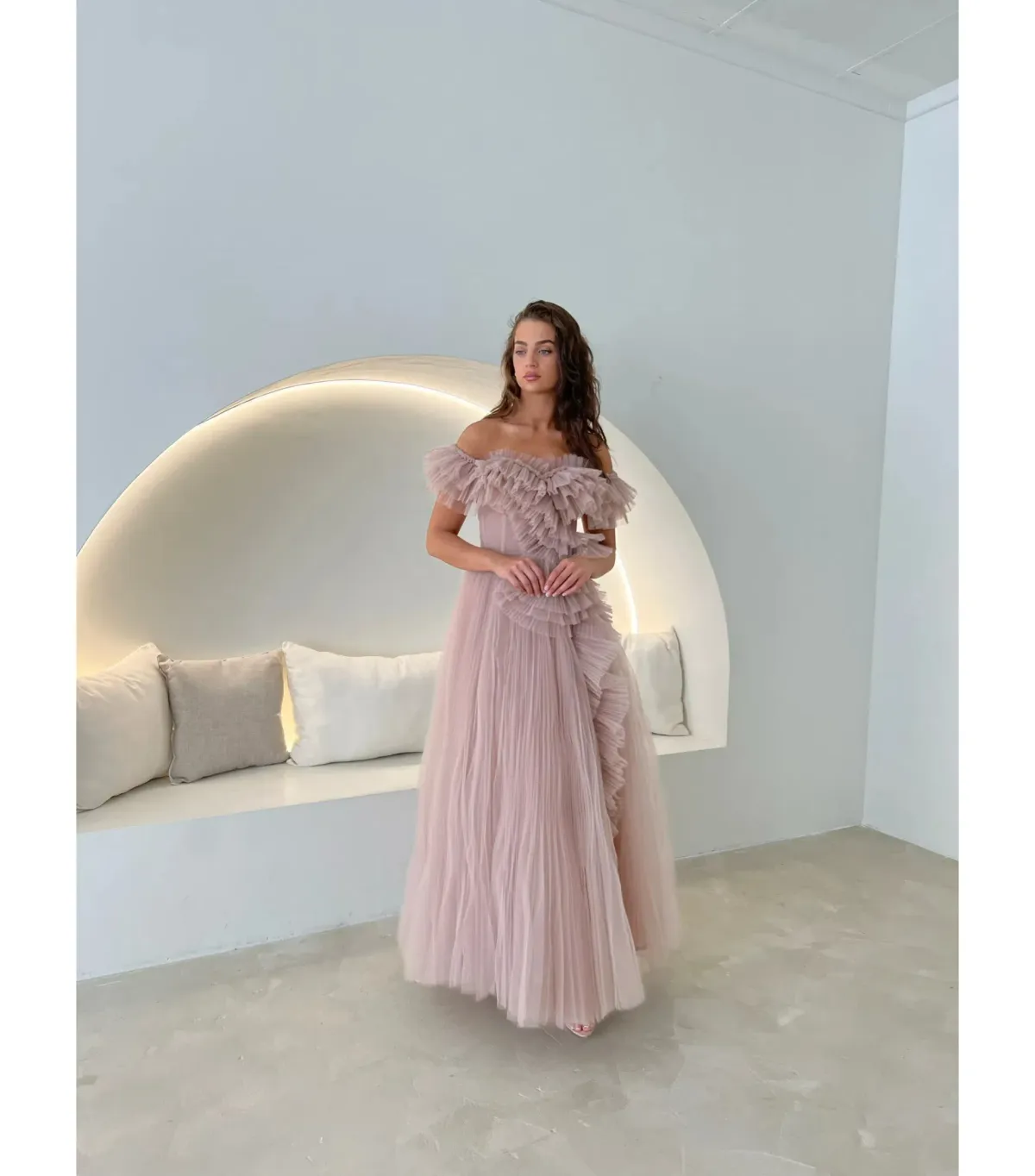 Tarik Ediz Patrice Maxi Dress Blush Size AU 12 - Image 1