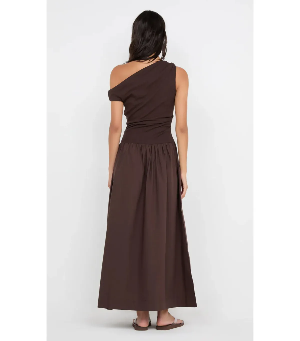 Bec & Bridge Freya Asym Maxi Dress in Dark Chocolate AU 10 - Image 4