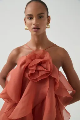 Aje Pandorea Layered Maxi Dress Coral Clay Size AU 8 for rent on The Volte - image 6
