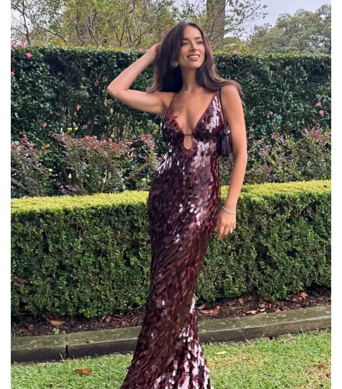 Misha Sapphire Sequin Maxi Dress in Fig Size S / AU 8 - Image 4