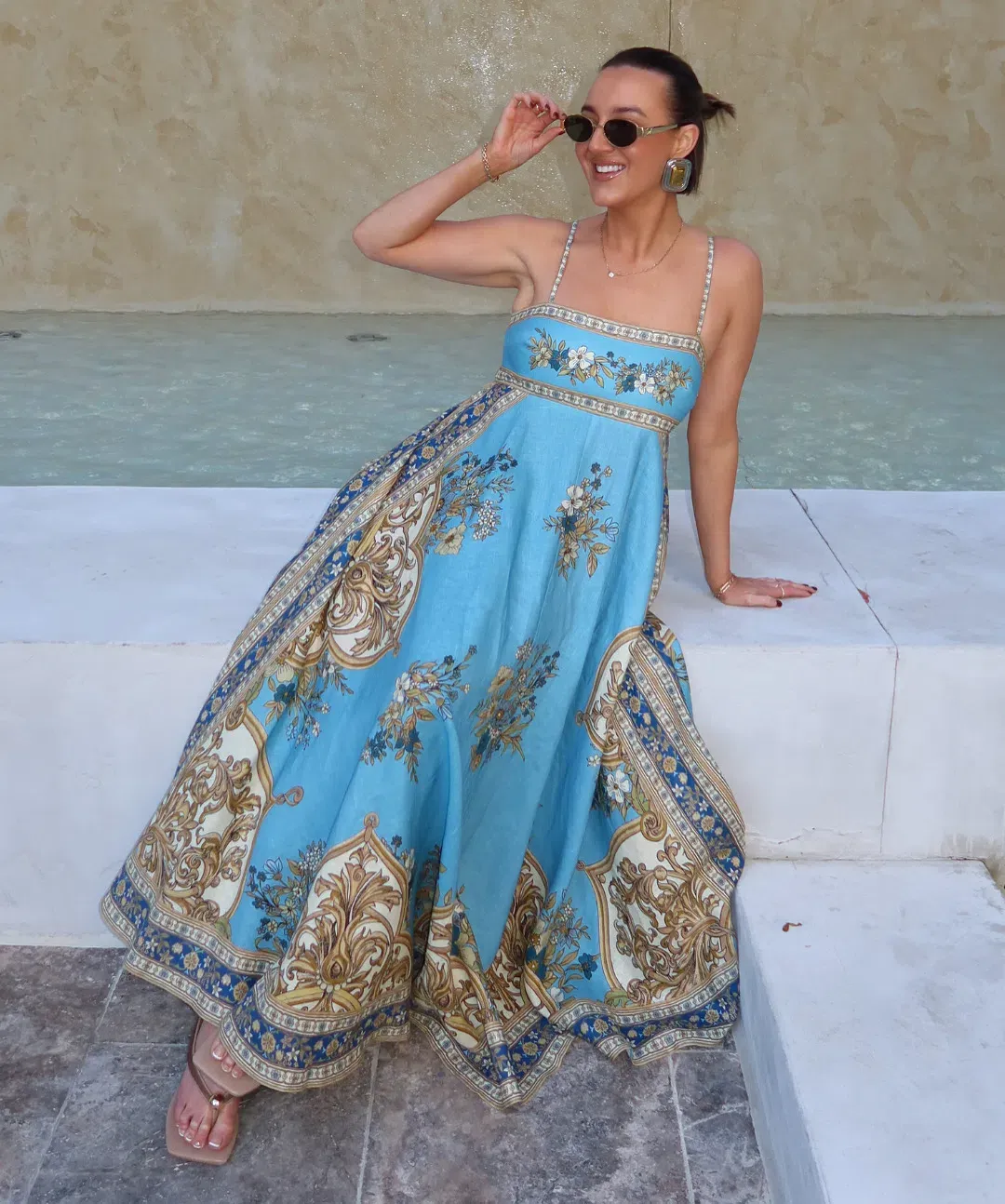 Alemais Cassie Sundress Blue Print Size AU 14 for rent on The Volte - main image