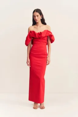 Shona Joy Campbell Off Shoulder Bubble Maxi Dress Goji Size AU 12 for rent on The Volte - image 1