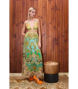 Alemais Clemenza Cut Out Midi Dress Multi Size AU 8 for rent on The Volte - image 1