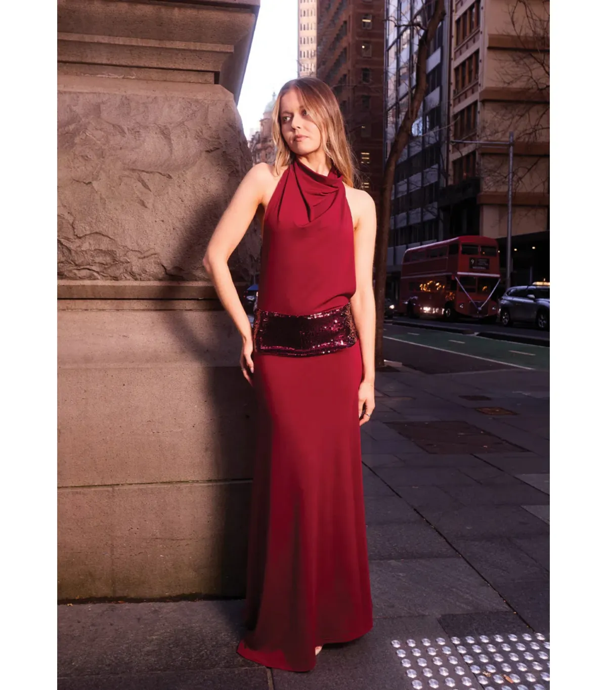 Ance Gria Adele Maxi Gown in Wine Size AU 8 - Image 1