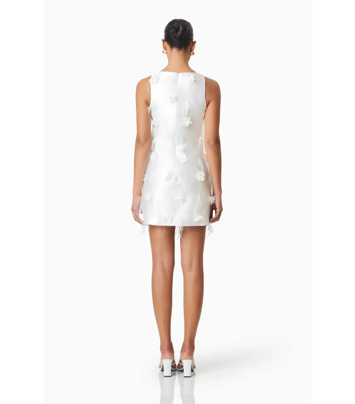 Elliat Lunaria Satin Mini Dress in White Size AU 10 - Image 3