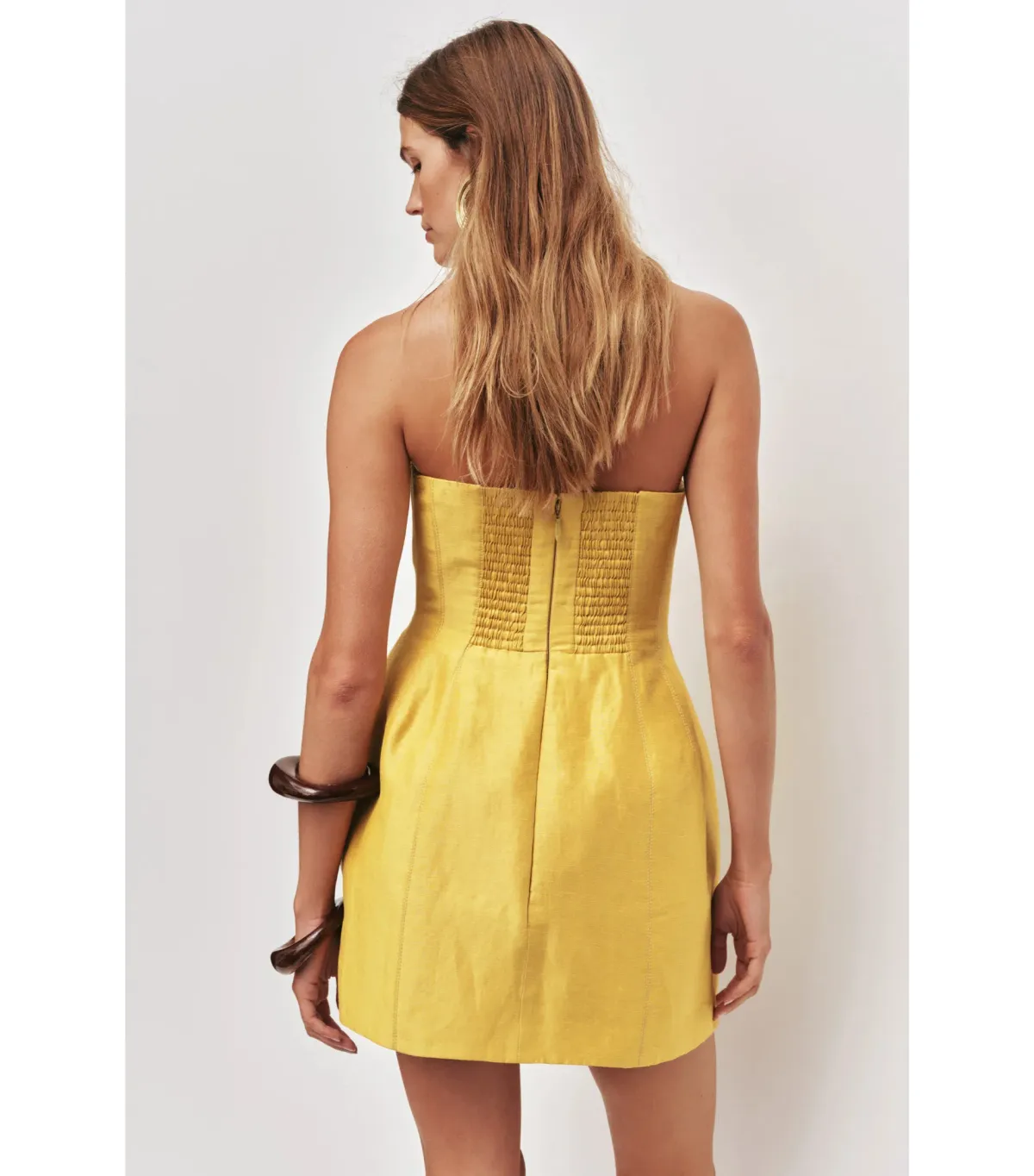 Aje Baret Strapless Mini Dress in Chartreuse Size AU 6 - Image 4