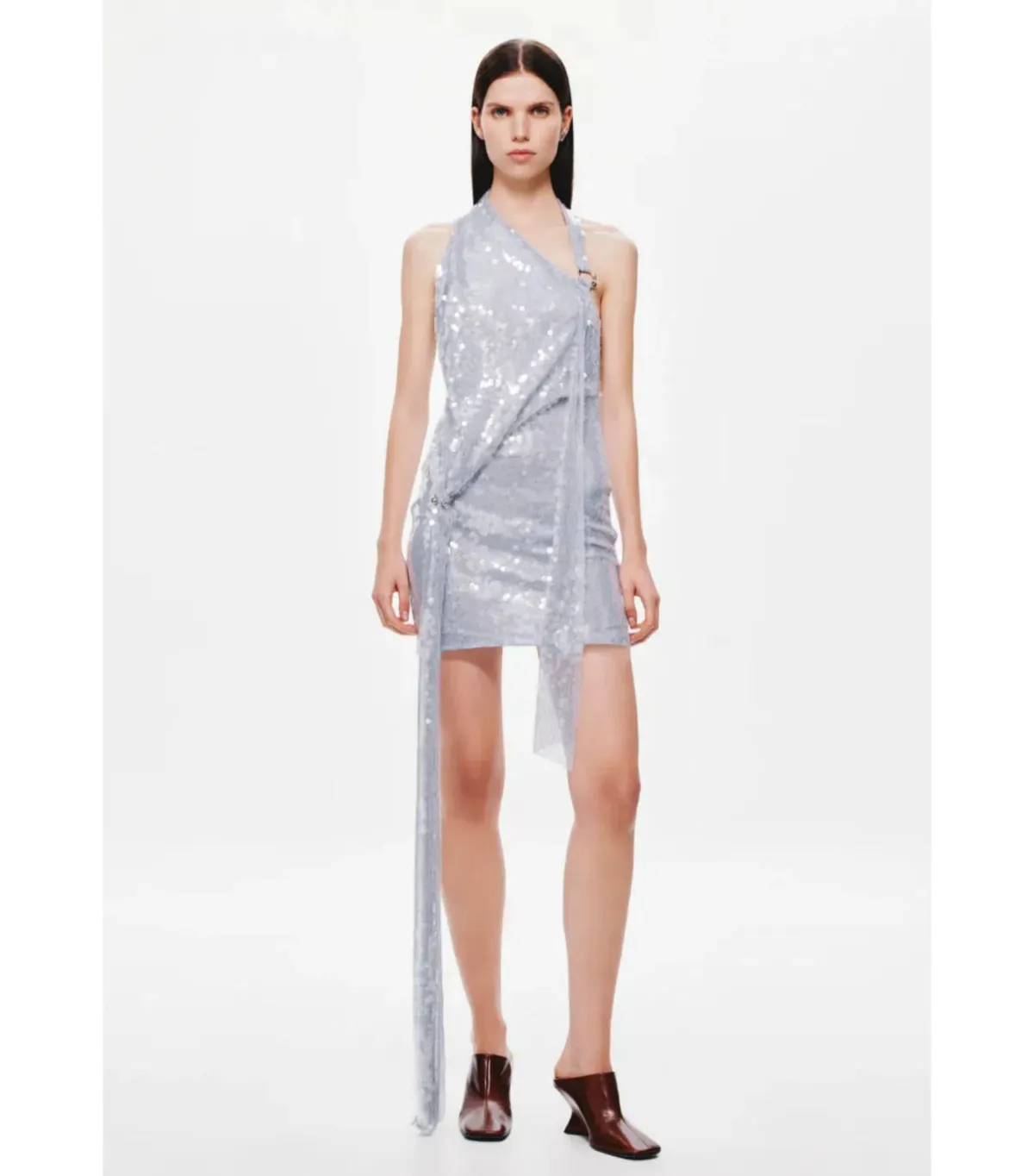 MISHA Riviera Sequin Mini Dress Cloud Blue Size S / AU 8 - Image 2