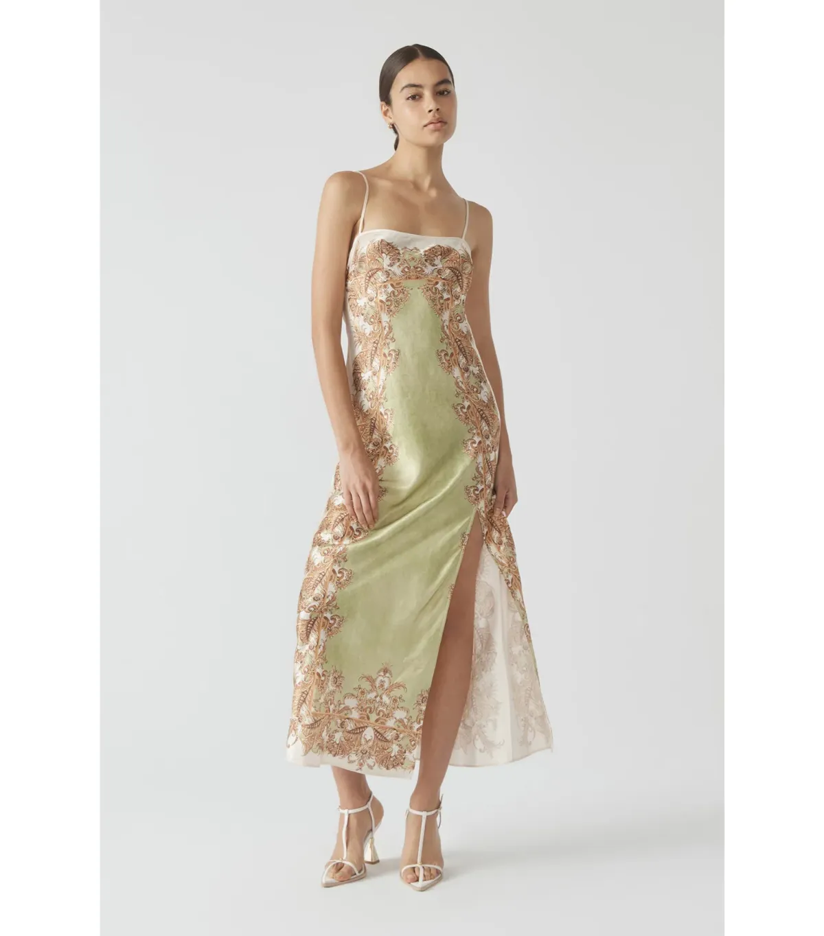 Antipodean Torrent Side Split Midi Dress Green Print Size AU 8 - Image 2