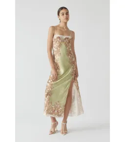 Antipodean Torrent Side Split Midi Dress Green Print Size AU 8 for rent on The Volte - image 2