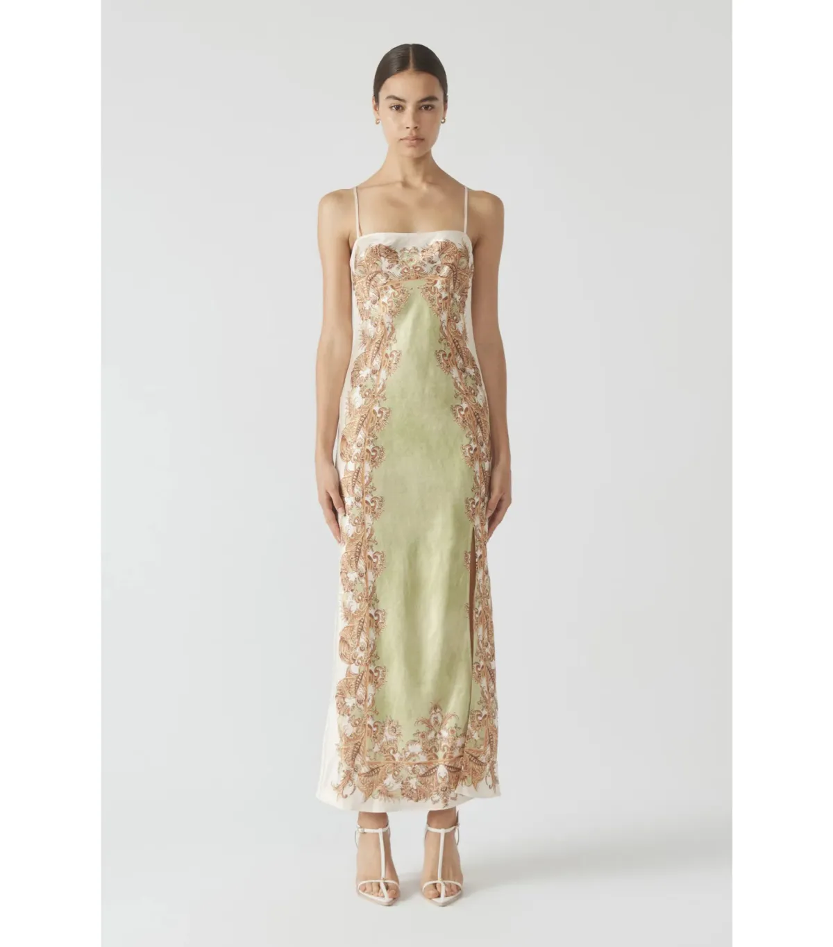 Antipodean Torrent Side Split Dress Green Print Size AU 10 - Image 1