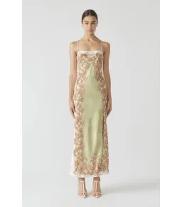 Antipodean Torrent Side Split Dress Green Print Size AU 10 for rent on The Volte - image 1