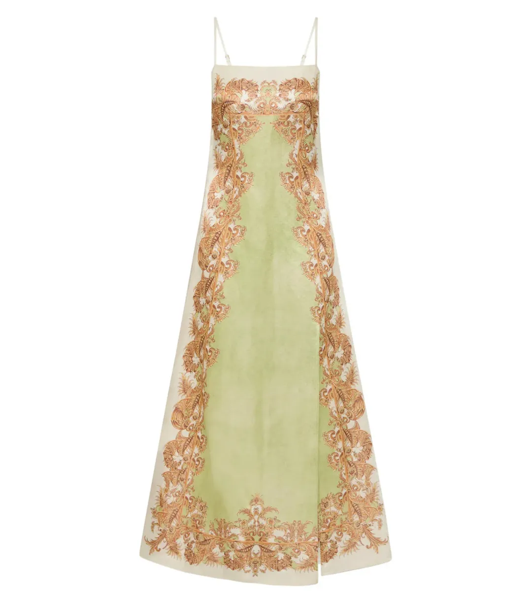 Antipodean Torrent Side Split Dress Green Print Size AU 10 for rent on The Volte - main image