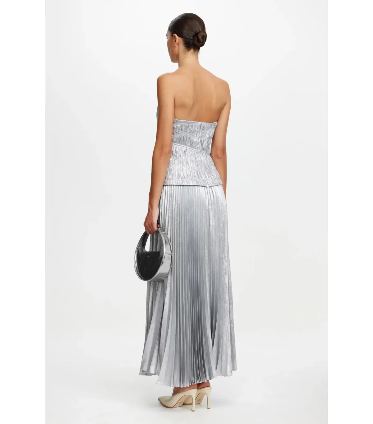 Acler Rockland Midi Dress in Dove Metallic Size AU 10 - Image 3