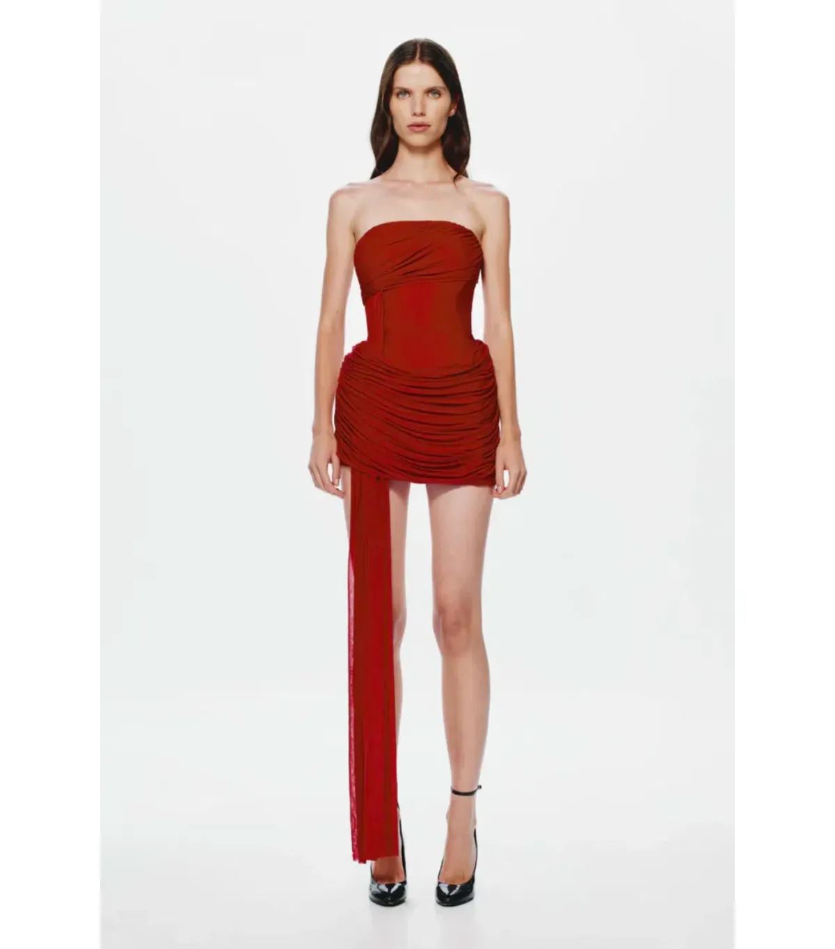 Misha The Ember Wrapped Mini Dress in Cherry Red XS / AU 6 - Image 4