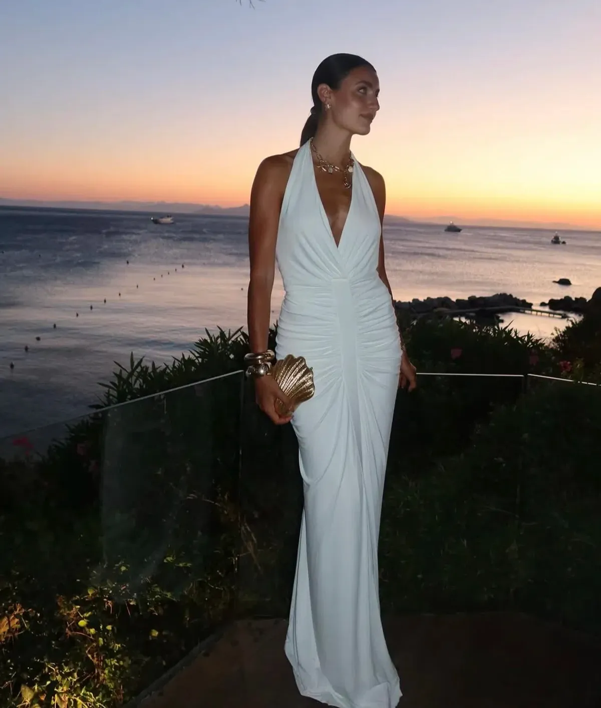 Misha The Venus Gathered Cupro Dress White Size XS /Au 6 for rent on The Volte - main image