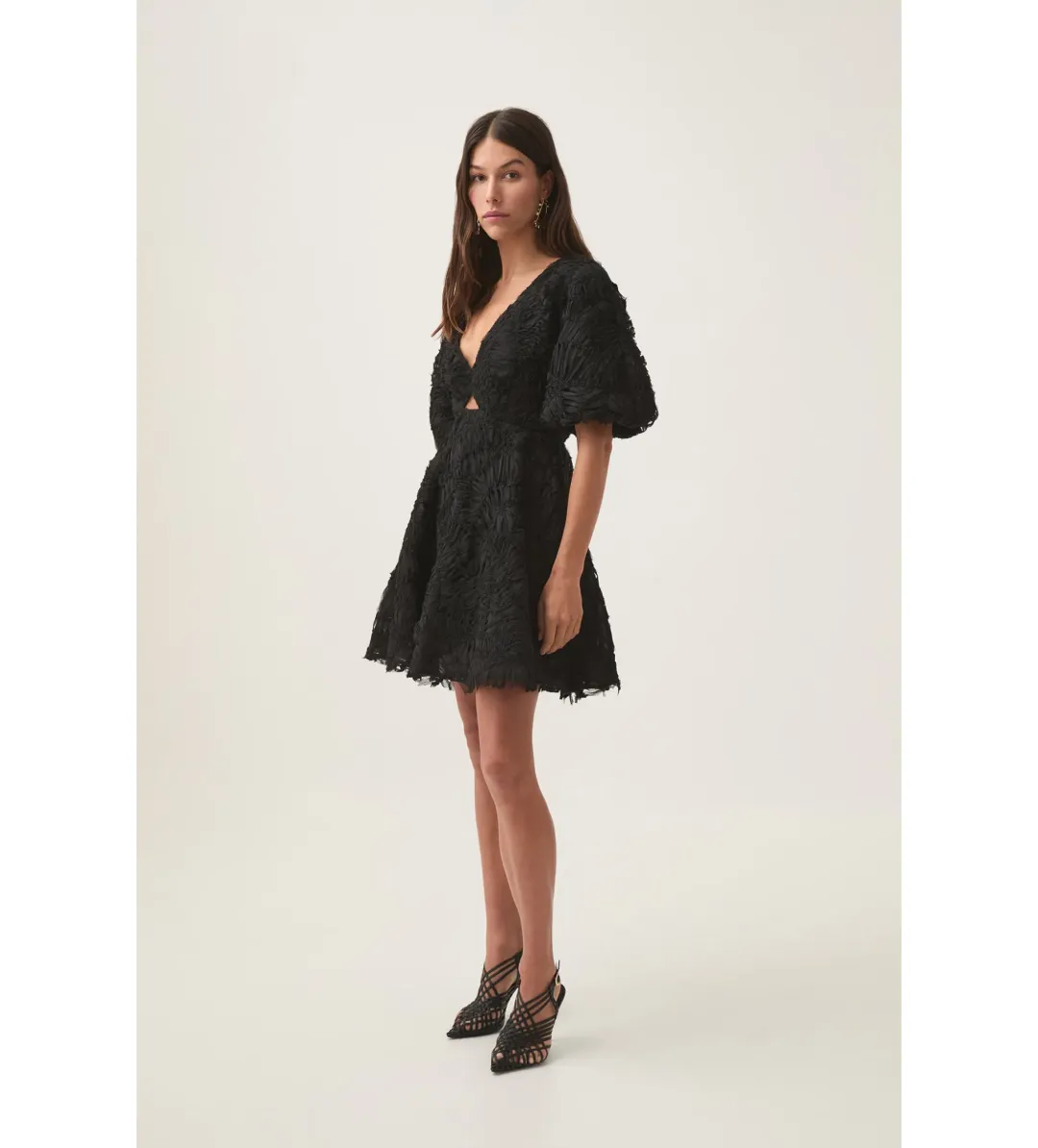 Aje Florential Mini Swing Dress Black Size 14 for rent on The Volte - main image