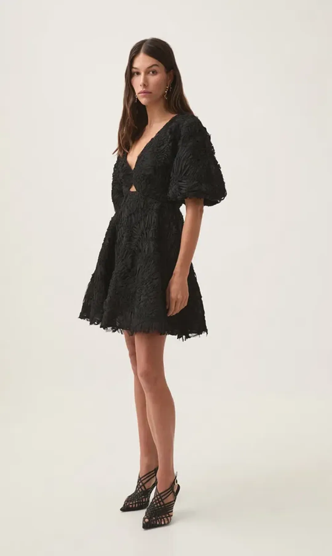 Aje Florential Mini Swing Dress Black Size 14 for rent on The Volte - main image