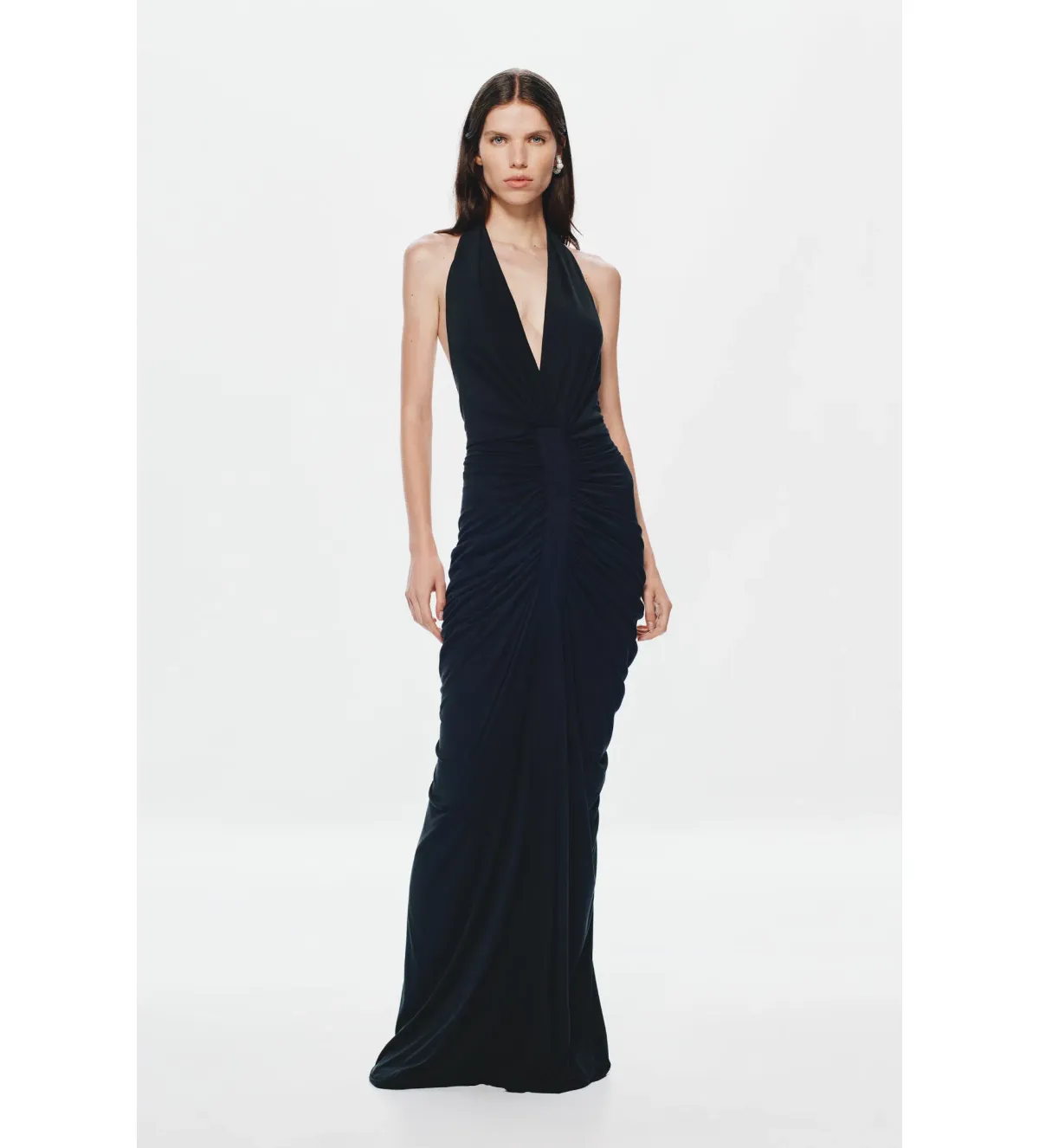 Misha The Venus Gathered Cupro Dress Black Xs /Au 6 - Image 2