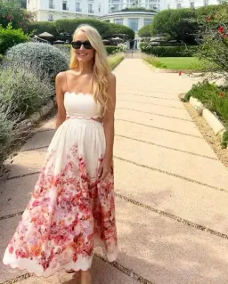 Zimmermann Devi Scallop Midi Dress in Cream Floral Size 4 / AU 16 for rent on The Volte - image 2