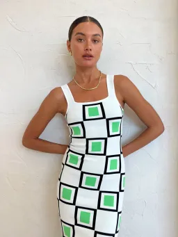 By Johnny Lipari Knit Midi In Green Ivory Black Size 6 for rent on The Volte - image 4