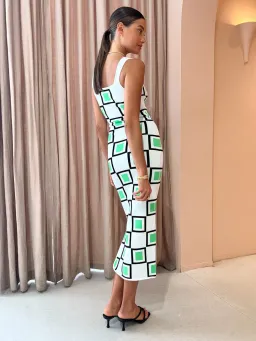 By Johnny Lipari Knit Midi In Green Ivory Black Size 6 for rent on The Volte - image 3
