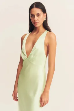 Shona Joy La Lune Plunged Cross Back Midi Dress Lime Size 10 for rent on The Volte - image 5