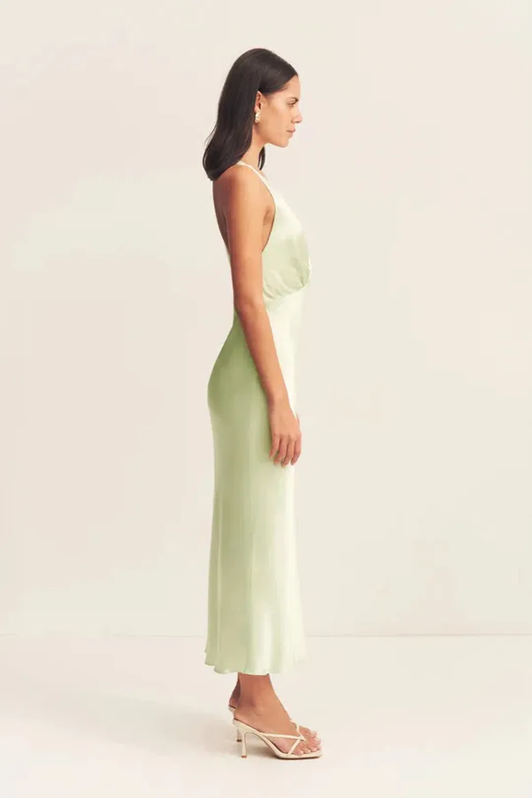 Shona Joy La Lune Plunged Cross Back Midi Dress Lime Size 10 for rent on The Volte - main image