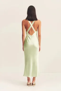 Shona Joy La Lune Plunged Cross Back Midi Dress Lime Size 10 for rent on The Volte - image 4