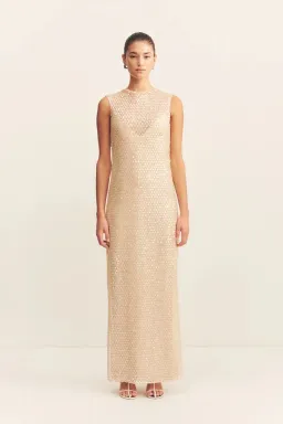 Shona Joy Everly High Neck Sleeveless Maxi Dress Macadamia Size 10 for rent on The Volte - image 3
