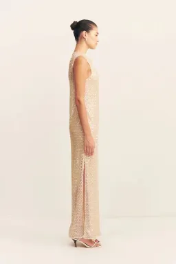 Shona Joy Everly High Neck Sleeveless Maxi Dress Macadamia Size 10 for rent on The Volte - image 4