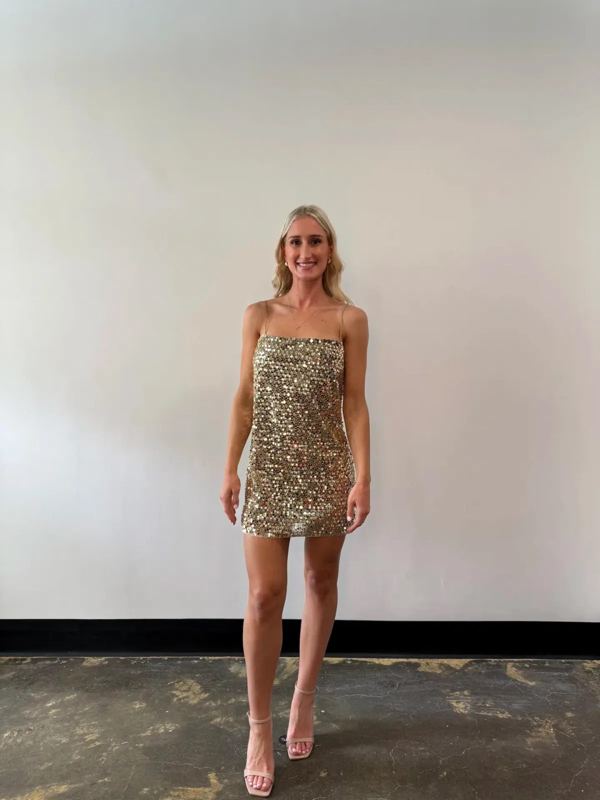 Shona Joy Bria Mini Dress Gold Sequin Size 10 - Image 5