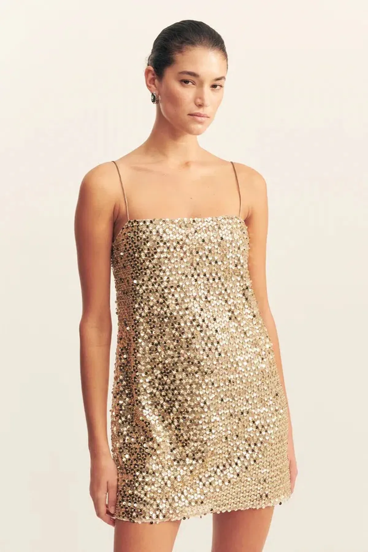 Shona Joy Bria Mini Dress Gold Sequin Size 10 - Image 2