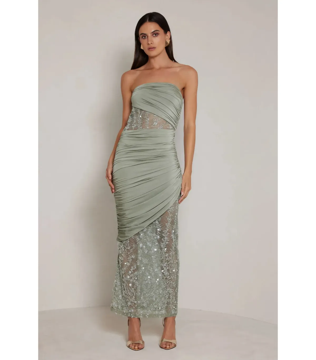 Elle Zeitoune Journee Maxi Dress Sage Size AU 12 - Image 3