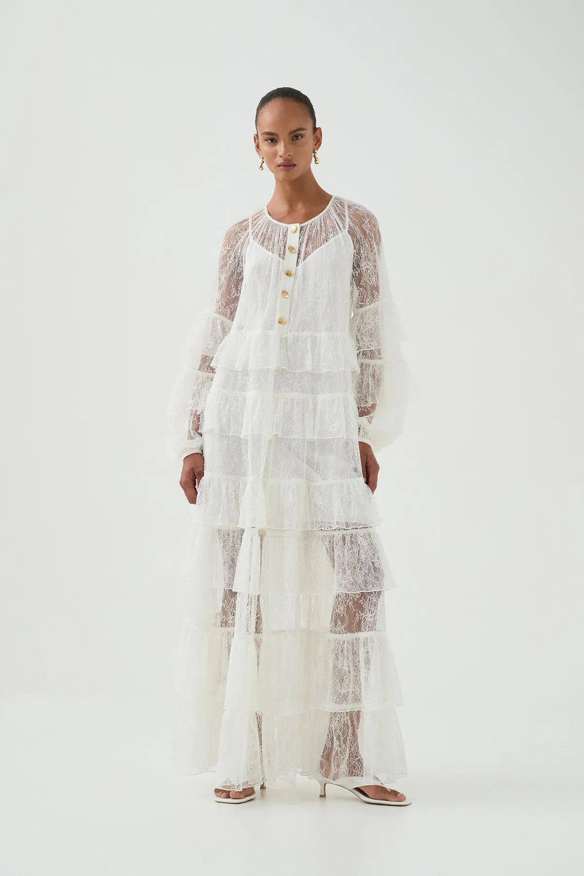 Aje Primrose Lace Maxi Dress White Size AU 4 - Image 2