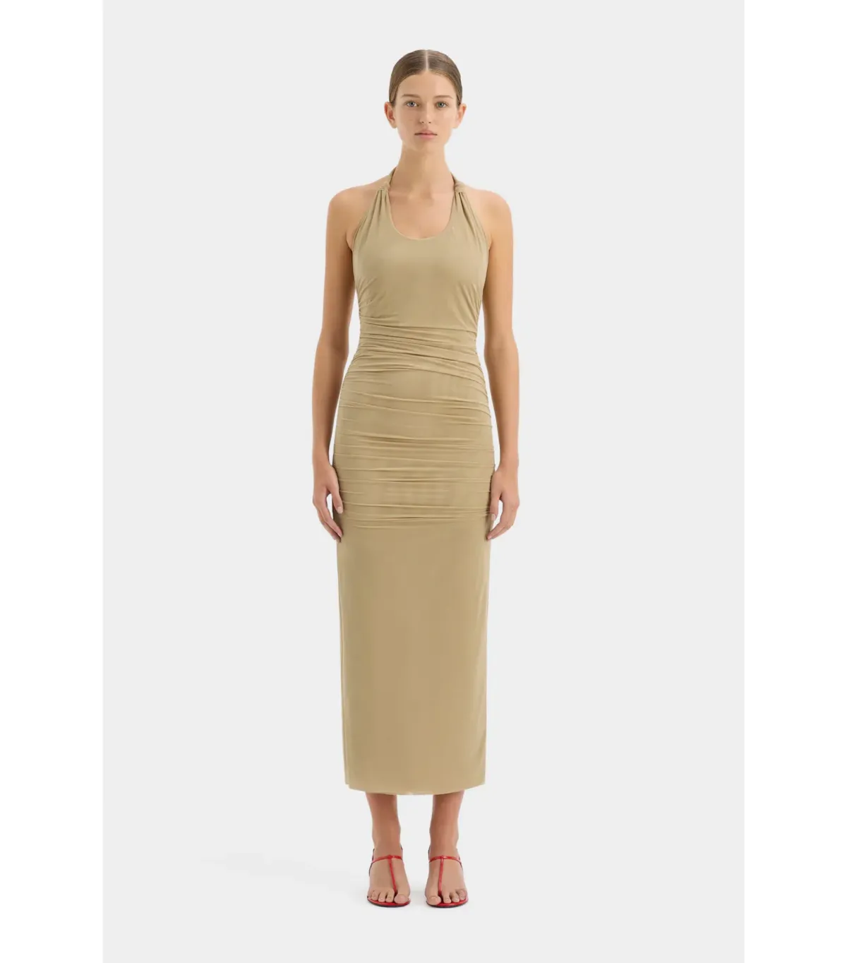 Sir the Label Jacques Mesh Halter Dress in Olive Size 1 / AU 8 - Image 1