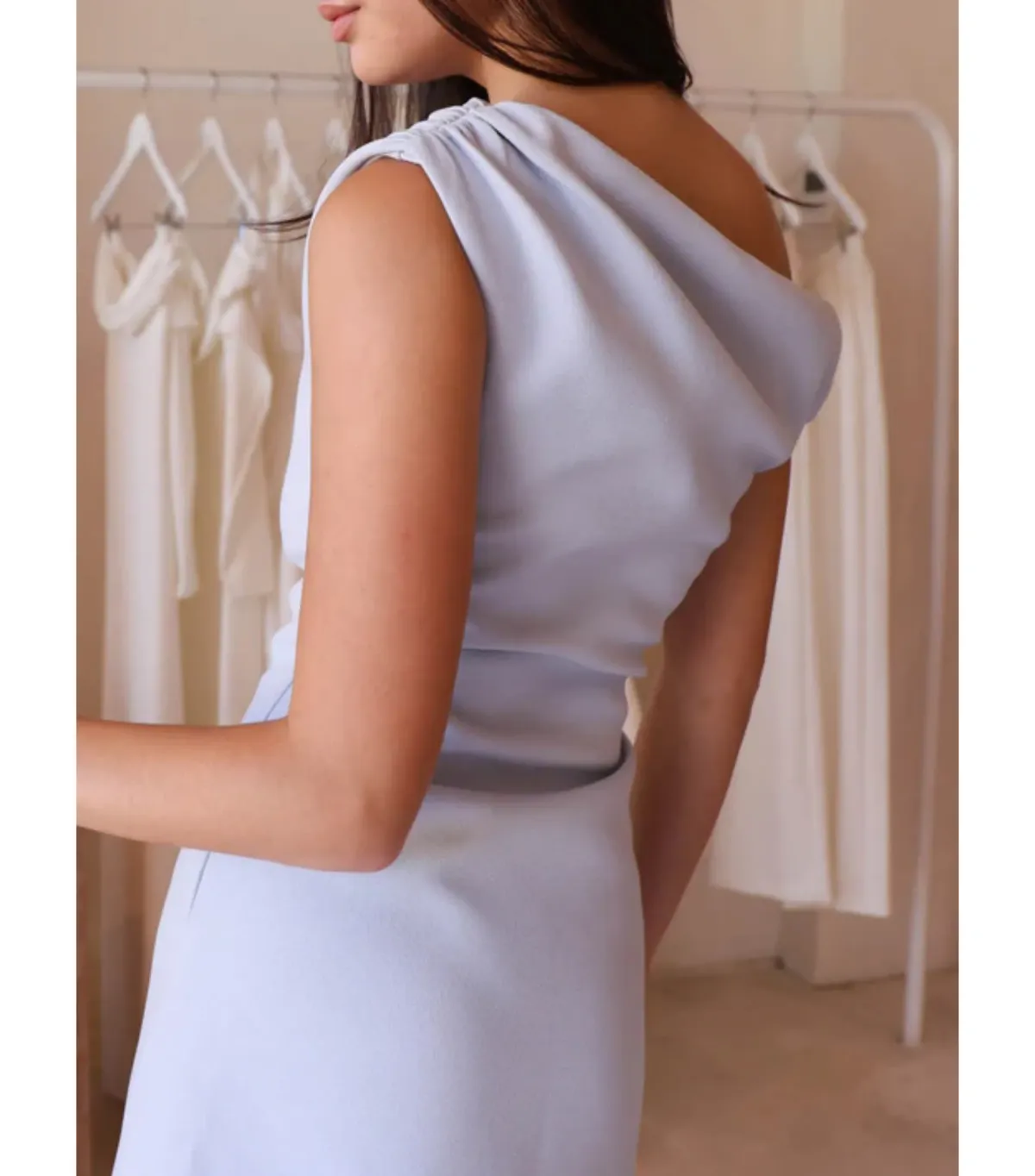 By Nicola Aurelie Mini Dress in Ice Blue Size AU 10 - Image 3